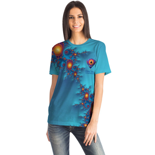 Turquoise Crystal Fractal Crew Shirt